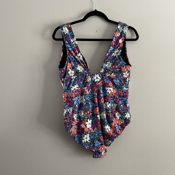 Andie Women 1X Bright Floral Plunge Neckline The Mykonos One Piece Swimsuit NWT - Picture 7 of 14